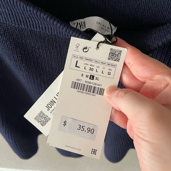 Zara Navy Blue Knitted Ruffle Skirt - Picture 2 of 3